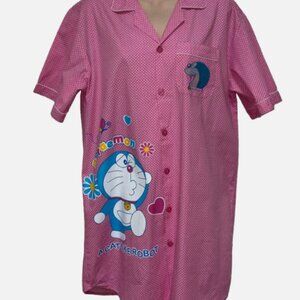 Doraemon Manga Anime Robotic Cat Shirt Dress Pink Polka Dot Cool Planet
